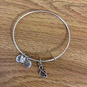Alex and Ani Treble Clef Charm Silver Bangle